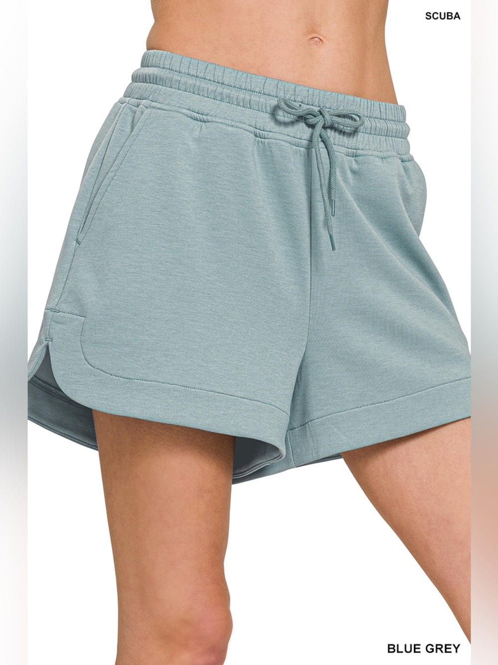 Zenana "Blue Grey" Women’s Scuba Shorts w/Pockets